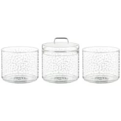 B&M Printed Glass Stackable Storage Jars 3pc - White -Hot Sale Household Items 396484 3pk printed glass stackable storage jars white 2