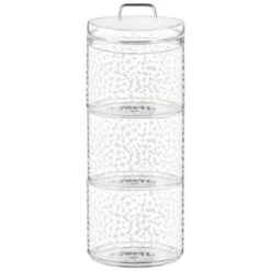B&M Printed Glass Stackable Storage Jars 3pc - White -Hot Sale Household Items 396484 3pk printed glass stackable storage jars white 4