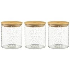 B&M Printed Glass Bamboo Storage Jars 3pc -Hot Sale Household Items 396485 3pk printed glass bamboo storage jars 2