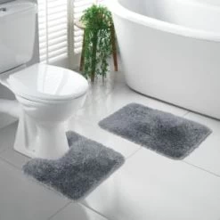 Charcoal - Tufted Pedestal Mat -Hot Sale Household Items 400289 400290 tufted bath and ped mat charcoal 2 1